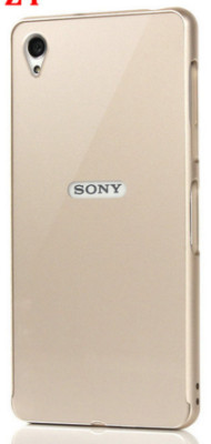Други Бъмпъри за телефони Луксозен алуминиев бъмпър с твърд гръб за Sony Xperia Z4 / Xperia Z3 + златист